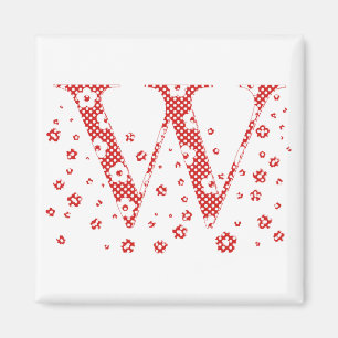 Blume Muster Buchstaben W (rot) Magnet