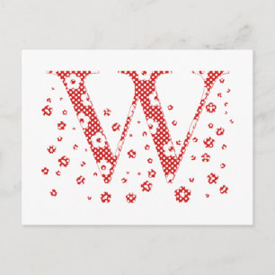 Blume Muster Buchstaben W (rot) Postkarte