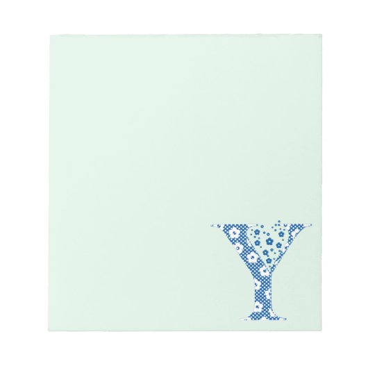 Blume Muster Buchstaben Y (blau) Notizblock (Vorderseite)