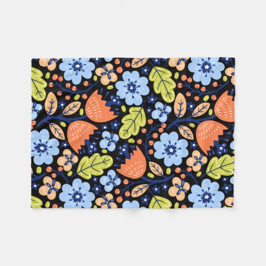 Blume Muster bunt leuchtend Fleecedecke (Vorderseite (Horizontal))
