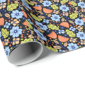 Blume Muster bunt leuchtend Geschenkpapier (Rolleneckpunkt)