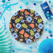 Blume Muster bunt leuchtend Pappteller (Party)