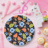 Blume Muster bunt leuchtend Pappteller (Party)