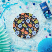Blume Muster bunt leuchtend Pappteller (Party)