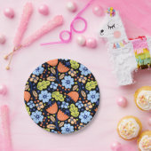 Blume Muster bunt leuchtend Pappteller (Party)