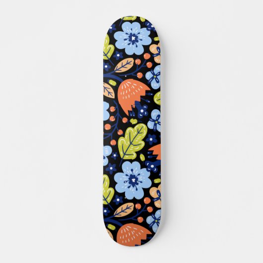 Blume Muster bunt leuchtend Skateboard (Vorne)