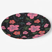 Blume Muster bunt schön Pappteller (Schrägansicht)