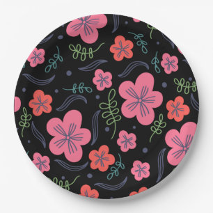 Blume Muster bunt schön Pappteller