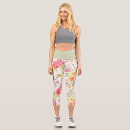 Blume Muster Capri Leggings