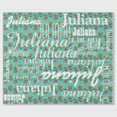 Blume . Muster der Namen personalisiert Geschenkpapier (Flach)