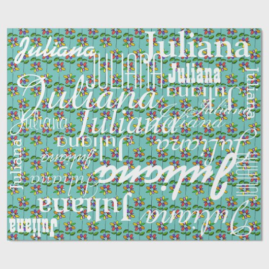 Blume . Muster der Namen personalisiert Geschenkpapier (Flach)