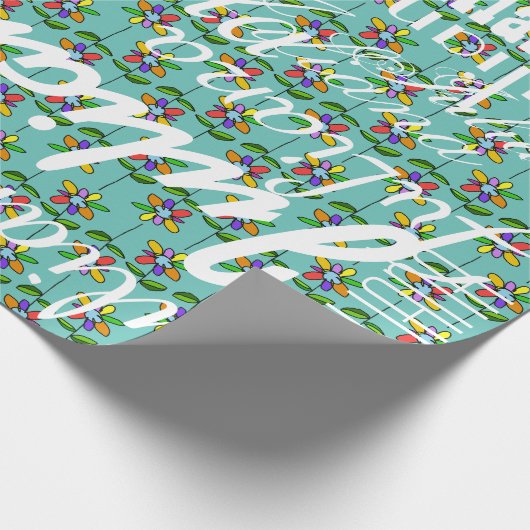 Blume . Muster der Namen personalisiert Geschenkpapier (Ecke)