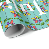 Blume . Muster der Namen personalisiert Geschenkpapier (Rolleneckpunkt)