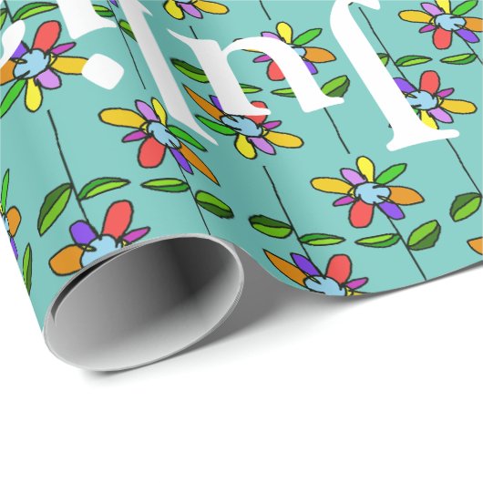 Blume . Muster der Namen personalisiert Geschenkpapier (Rolleneckpunkt)