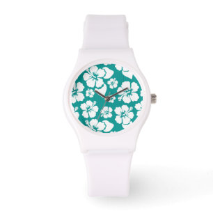 Blume-Muster des hawaiianischen Hibiskus Armbanduhr
