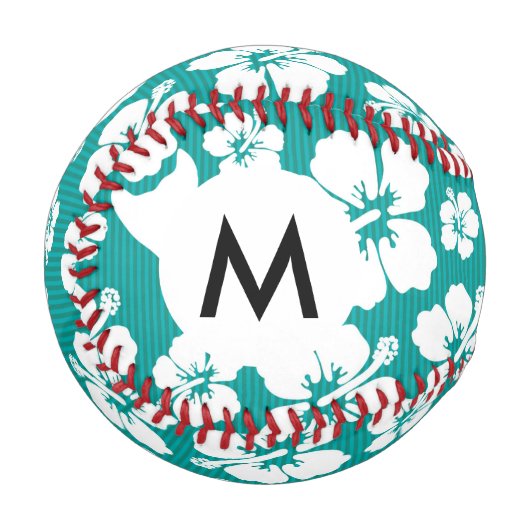 Blume-Muster des hawaiianischen Hibiskus Baseball (Vorderseite Links)