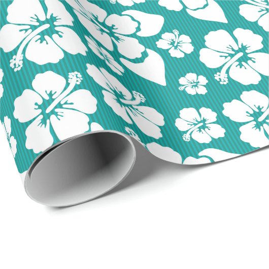 Blume-Muster des hawaiianischen Hibiskus Geschenkpapier (Rolleneckpunkt)