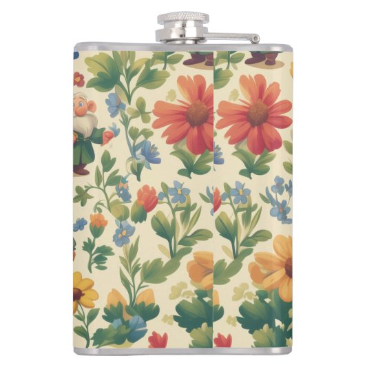 Blume Muster-Design Flachmann (Rückseite)