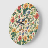 Blume Muster-Design Große Wanduhr (Winkel)