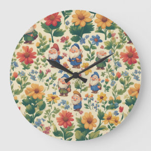 Blume Muster-Design Große Wanduhr