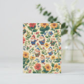 Blume Muster-Design Postkarte (Stehend Vorderseite)