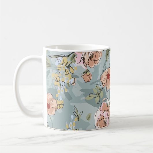 Blume Muster Design Textil Illustration, flaton Kaffeetasse (Links)