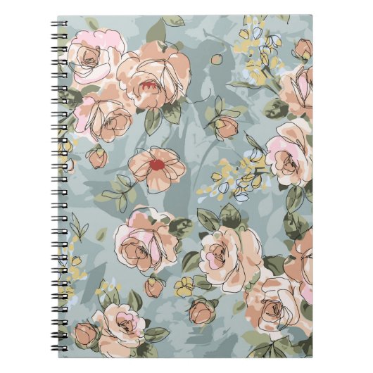 Blume Muster Design Textil Illustration, flaton Notizblock (Vorderseite)