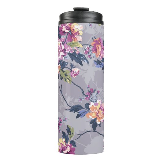 Blume Muster Design Textil Illustration Kunst, Bas Thermosbecher (Vorderseite)