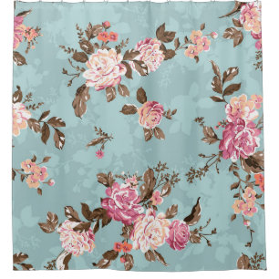 Blume Muster Design Textil Illustration, Rückseite Duschvorhang
