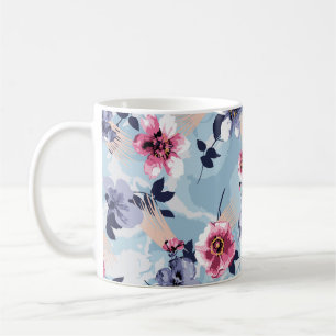Blume Muster Design Textil Illustration, Rückseite Kaffeetasse