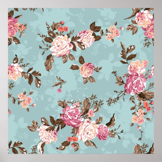 Blume Muster Design Textil Illustration, Rückseite Poster (Vorne)
