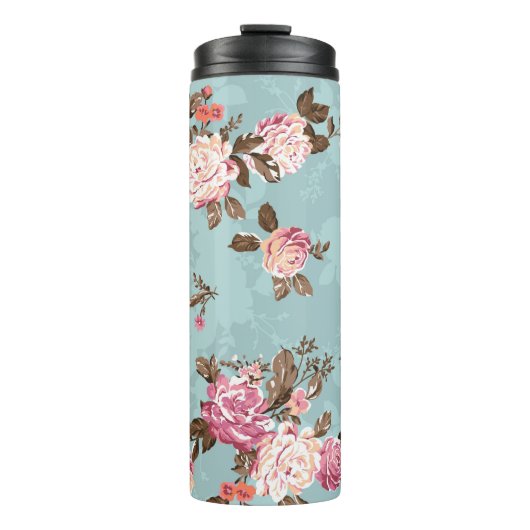 Blume Muster Design Textil Illustration, Rückseite Thermosbecher (Vorderseite)