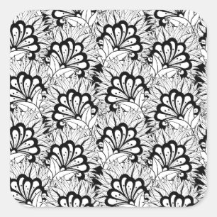 Blume Muster Doodle Quadratischer Aufkleber