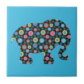 Blume Muster Elephant auf Blue Fliese (Vorderseite)
