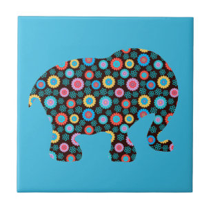 Blume Muster Elephant auf Blue Fliese