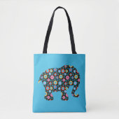 Blume Muster Elephant auf Blue Tasche (Vorderseite)