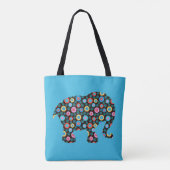Blume Muster Elephant auf Blue Tasche (Rückseite)