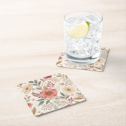 Blume Muster Farbe Pastellfarbe Rechteckiger Pappuntersetzer (Vor Ort)