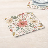 Blume Muster Farbe Pastellfarbe Rechteckiger Pappuntersetzer (angewinkelt)