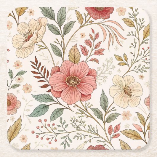 Blume Muster Farbe Pastellfarbe Rechteckiger Pappuntersetzer (Vorderseite)