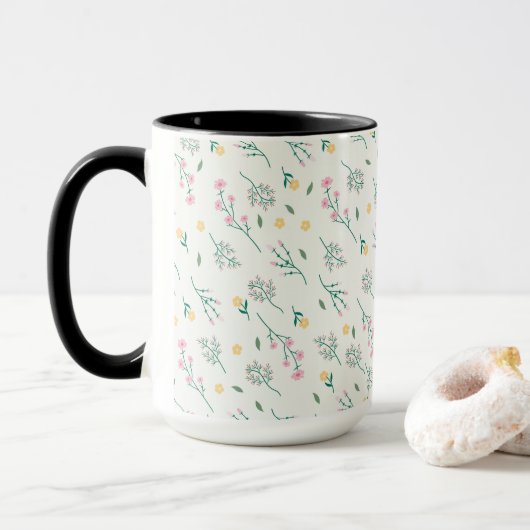 Blume Muster Federflur Combo Tasse (Mit Donut)