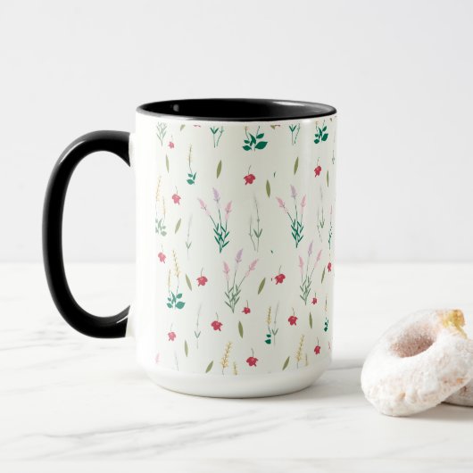 Blume Muster Federflur Combo Tasse (Mit Donut)