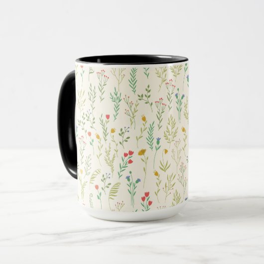 Blume Muster Federflur Combo Tasse (Vorderseite Links)
