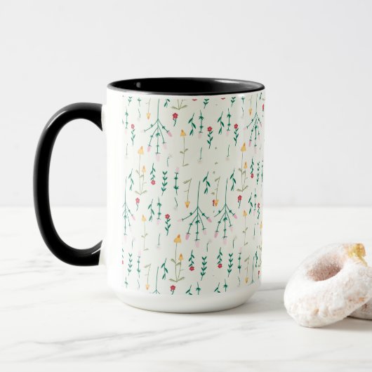 Blume Muster Federflur Combo Tasse (Mit Donut)