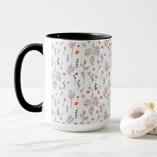 Blume Muster Federflur Combo Tasse (Mit Donut)