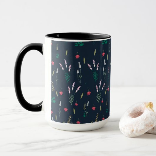 Blume Muster Federflur Combo Tasse (Mit Donut)