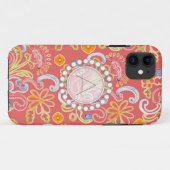 Blume Muster floraler Blattwirbel Monogramm Case-Mate iPhone Hülle (Rückseite (Horizontal))