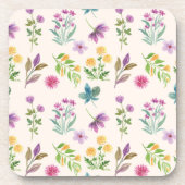 Blume-Muster Frühjahr floralen harten Kunststoff Getränkeuntersetzer (Vorderseite)