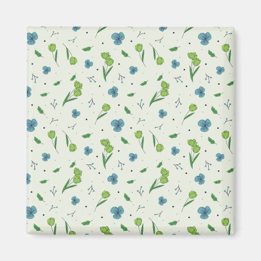 Blume Muster Frühjahrsplatz Magnet (Vorne)