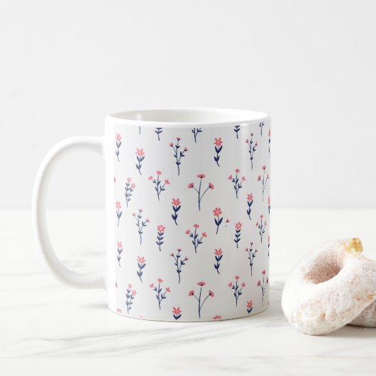 Blume Muster Frühling florale Klassik Kaffeetasse (Mit Donut)